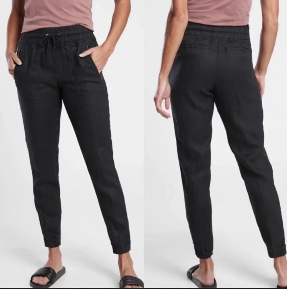 Athleta Cabo Linen Jogger in Black Size 2